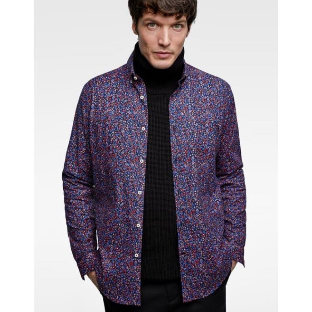 Nwt zara man floral print long sleeve